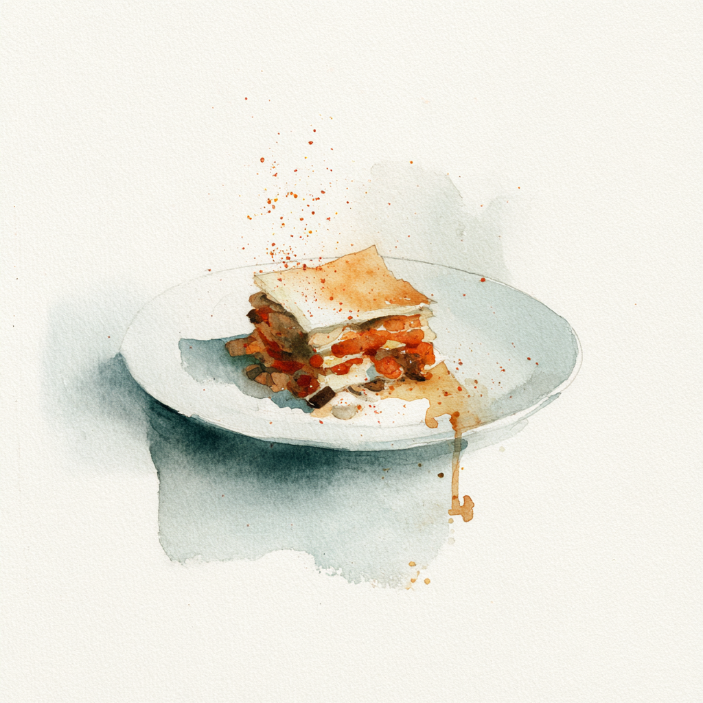 Lasagne aux champignons des bois, parmesan, céleri-rave et oignons grillés